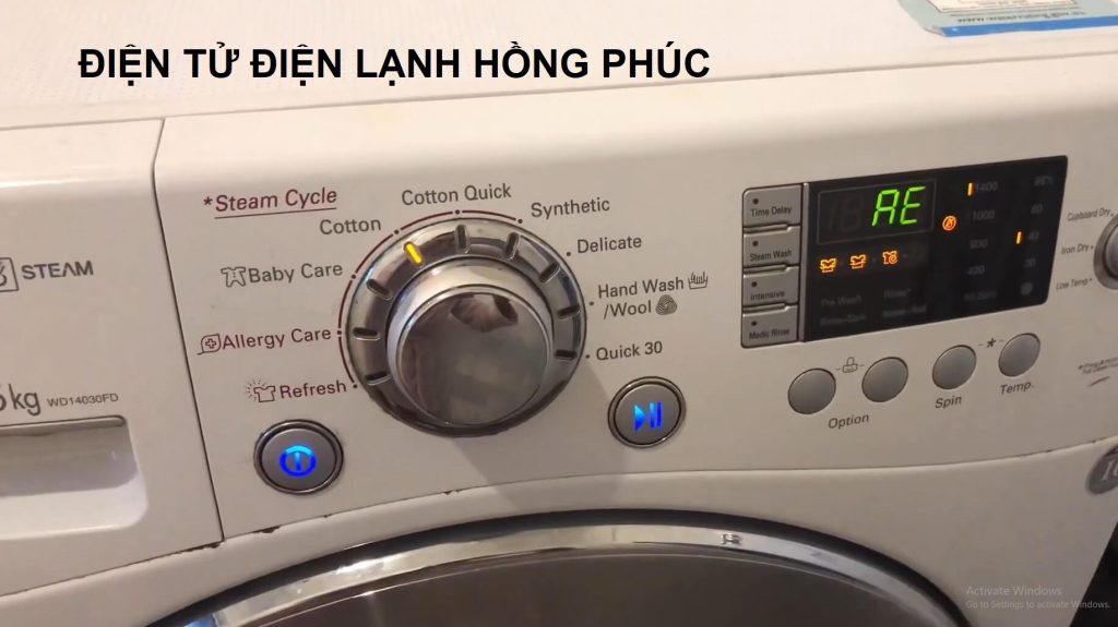 máy giặt Lg cửa ngang báo lỗi AE